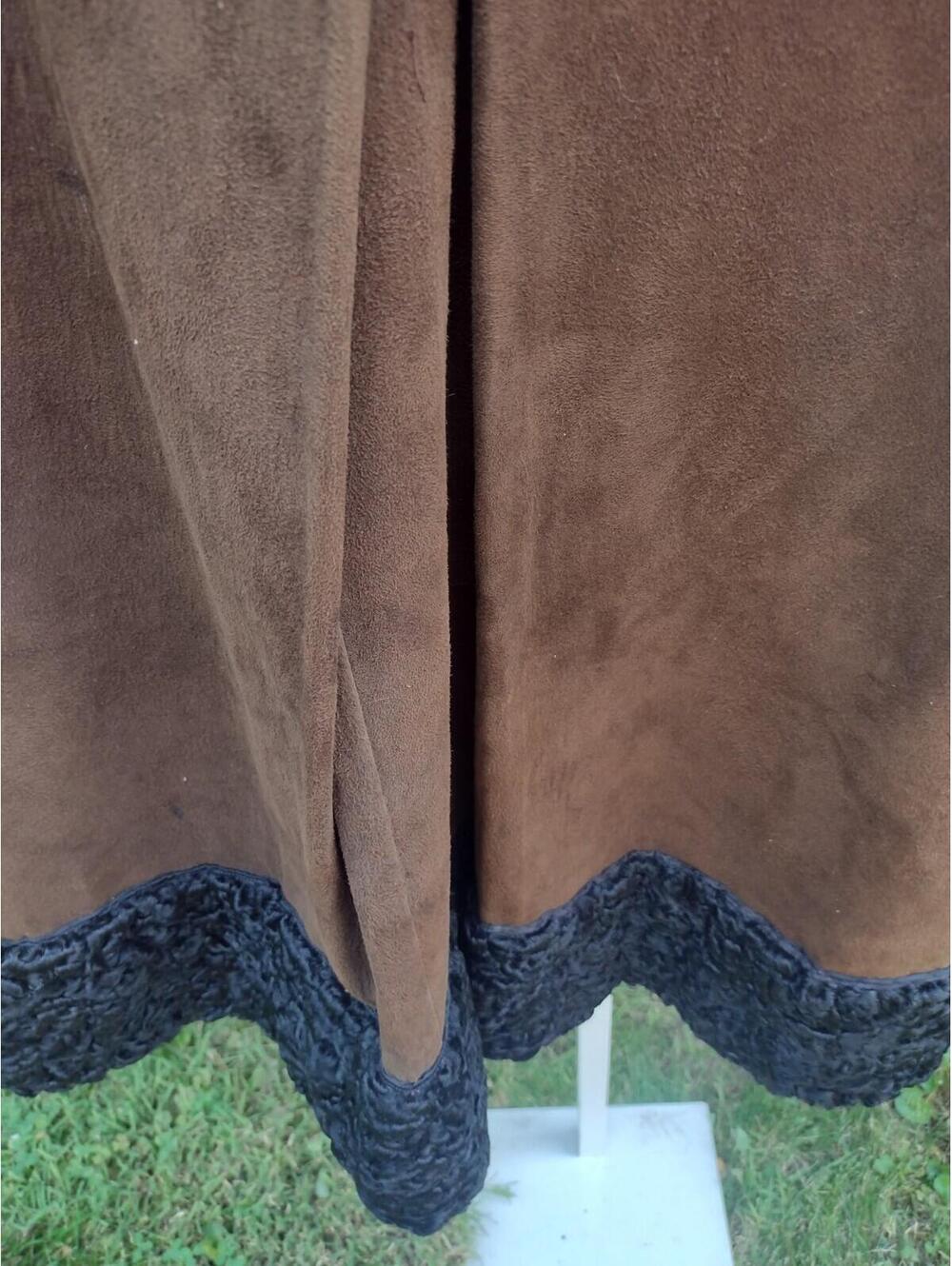 VTG 60s Anne Klein Mallory Penny Lane Suede Coat Curly Lamb Trim Boho Sz 10 - Picture 14 of 15